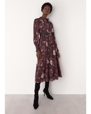 Whistles Floral Dobby Midi Dress - Multicolour