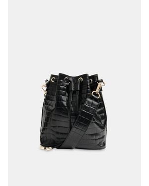 Whistles Giulia Croc Bucket Bag - Black