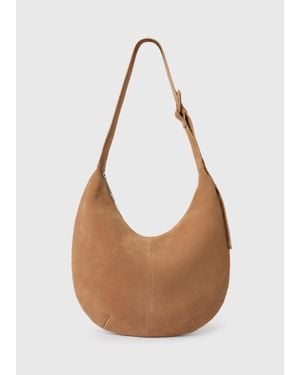 Whistles Large Sia Curved Suede Bag - White