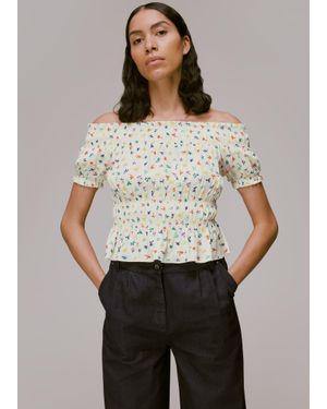 Whistles Dancing Floral Bardot Top - Grey