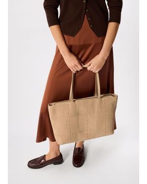 Whistles Suede Whipstitch Tote Bag - Natural