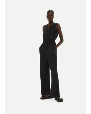 Whistles Petite Danny Linen Jumpsuit - Black