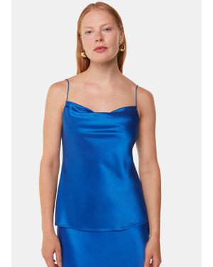 Whistles Satin Cowl Neck Cami - Blue