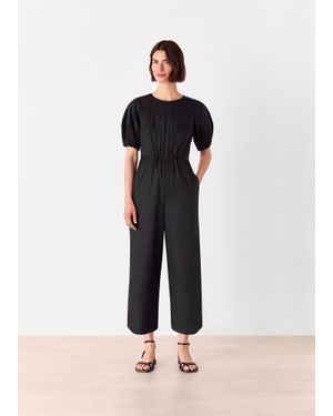 Whistles Broderie Poplin Jumpsuit - Black