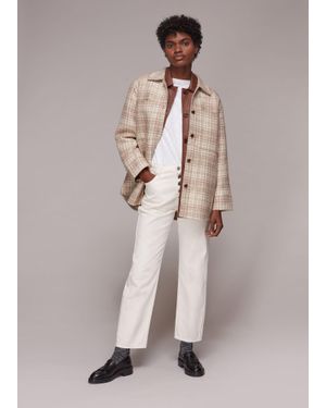 Whistles Classic Wool Checked Overshirt - Natural