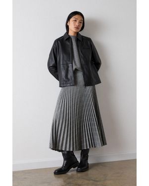 Whistles Check Pleated Midi Skirt - Grey