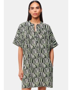 Whistles Checkerboard Tiger Print Dress - Green