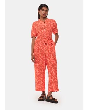 Whistles Petite Micro Floral Jumpsuit - Red