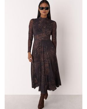 Whistles Petite Spotted Animal Mesh Dress - Blue