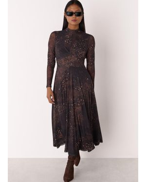 Whistles Petite Spotted Animal Mesh Dress - Blue