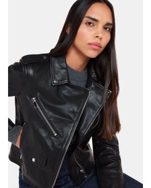 Whistles Agnes Pocket Leather Jacket - Black