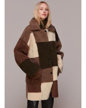 Whistles Reversible Patchwork Coat - Brown