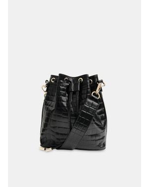 Whistles Giulia Croc Bucket Bag - Black