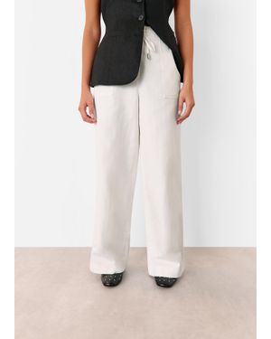 Whistles Petite Leona Linen Blend Trouser - White