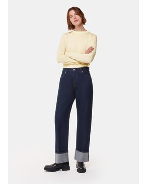 Whistles Wool Blend Crew Neck Top - Blue