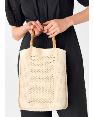 Whistles Bamboo Handle Crochet Bag - Black