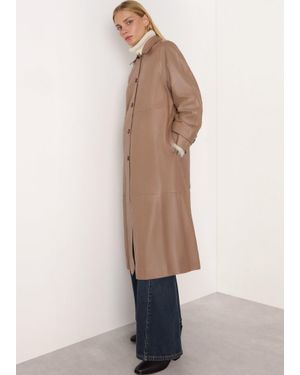 Whistles Leather Car Coat - Natural