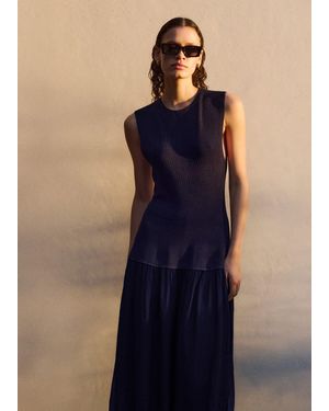 Whistles Knitted 2In1 Bubble Hem Dress - Blue