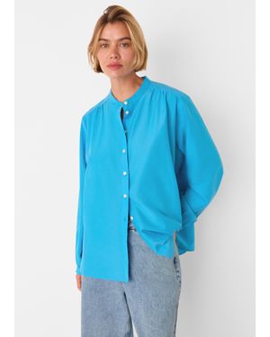 Whistles Silk Cotton Trapeze Shirt - Blue