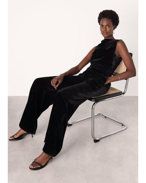 Whistles Velvet Twist Waist Jumpsuit - Black