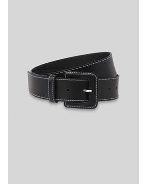 Whistles Contrast Stitch Belt - Black