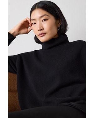 Whistles Cashmere Seam Roll Neck Knit - Black