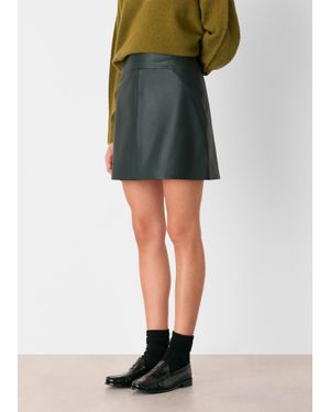 Whistles Leather A Line Skirt - Green
