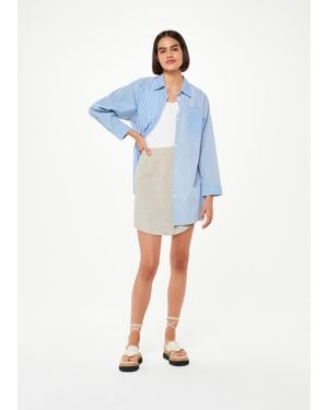 Whistles Curved Hem Linen Skirt - Blue