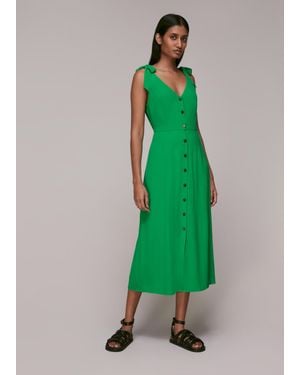 Whistles Hanna Tie Shoulder Dress - Green