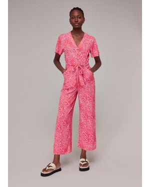 Whistles Diagonal Leopard Jumpsuit - Pink