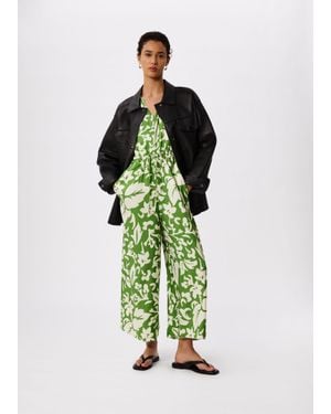 Whistles Floral Tie Waist Jumpsuit - Green