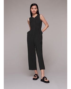 Whistles Josie Zip Front Jumpsuit - Black
