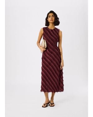 Whistles Diagonal Fringe Textured Dress