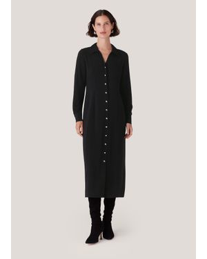 Whistles Maxi Button-Down Shirt Dress - Black