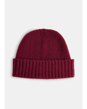 Whistles Brushed Lambswool Beanie Hat - Red