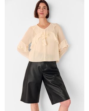 Whistles Ruffle Frill Blouse - Black