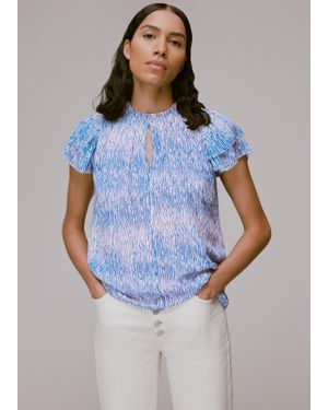 Whistles Tiger Dobby Blouse - Blue