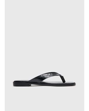 Whistles Croc Embossed Flip Flop - Black