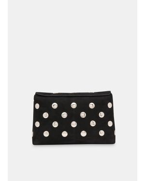 Whistles Fia Studded Foldtop Clutch Bag - Black