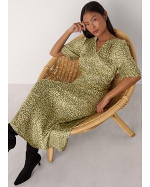 Whistles Petite Leopard Viscose Midi Dress - Multicolour