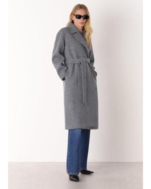 Whistles Long Belted Wool Coat - Grey