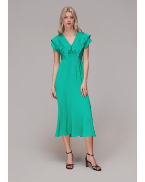 Whistles Adeline Frill Midi Dress - Green