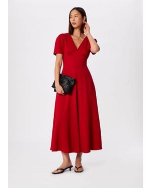 Whistles Panel Detail V Neck Maxi Dress - Red