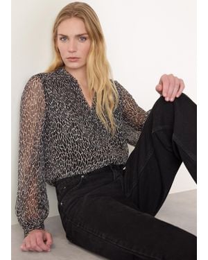 Whistles Dragonfly Long Sleeve Blouse - Black