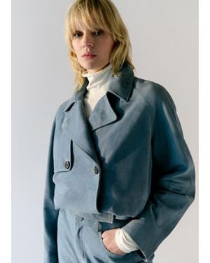 Whistles Suede Short Trench Jacket - Blue