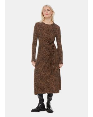 Whistles Petite Coffee Bean Tie Jersey Dress - Brown