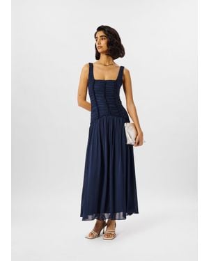Whistles Shirred Bodice Dress - Blue