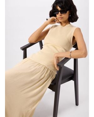 Whistles Knitted 2In1 Bubble Hem Dress - Natural