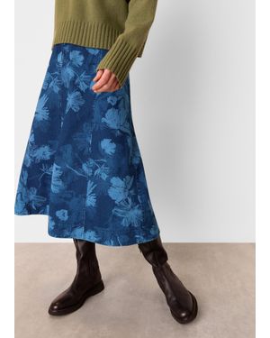 Whistles Chalk Print Midi Skirt - Blue