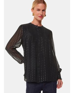 Whistles Metallic Stripe Shirt - Black